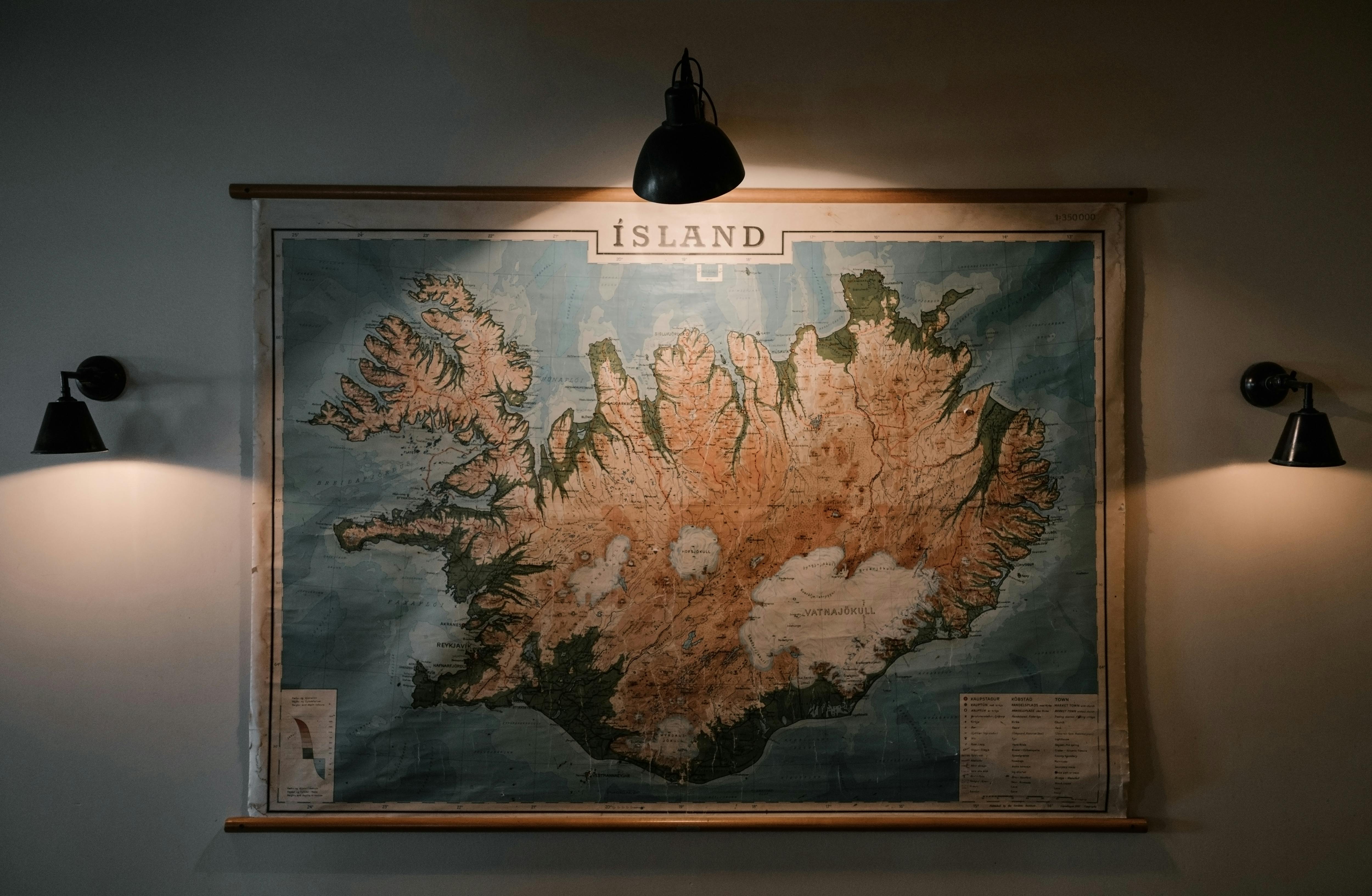 Image of a map displayed in a museum